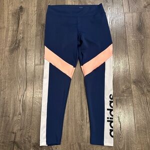 Adidas Women’s Climalite Pants Running Activewear Yoga Blue Pink Colorblock Sz M